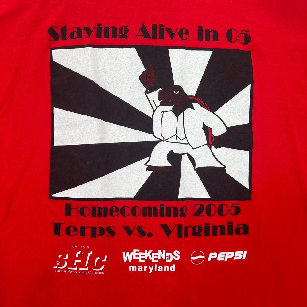 Vintage Y2k Terps vs Virginia Homecoming 2005 T Shirt Adult XL Large Gildan‎ Red - Picture 13 of 14